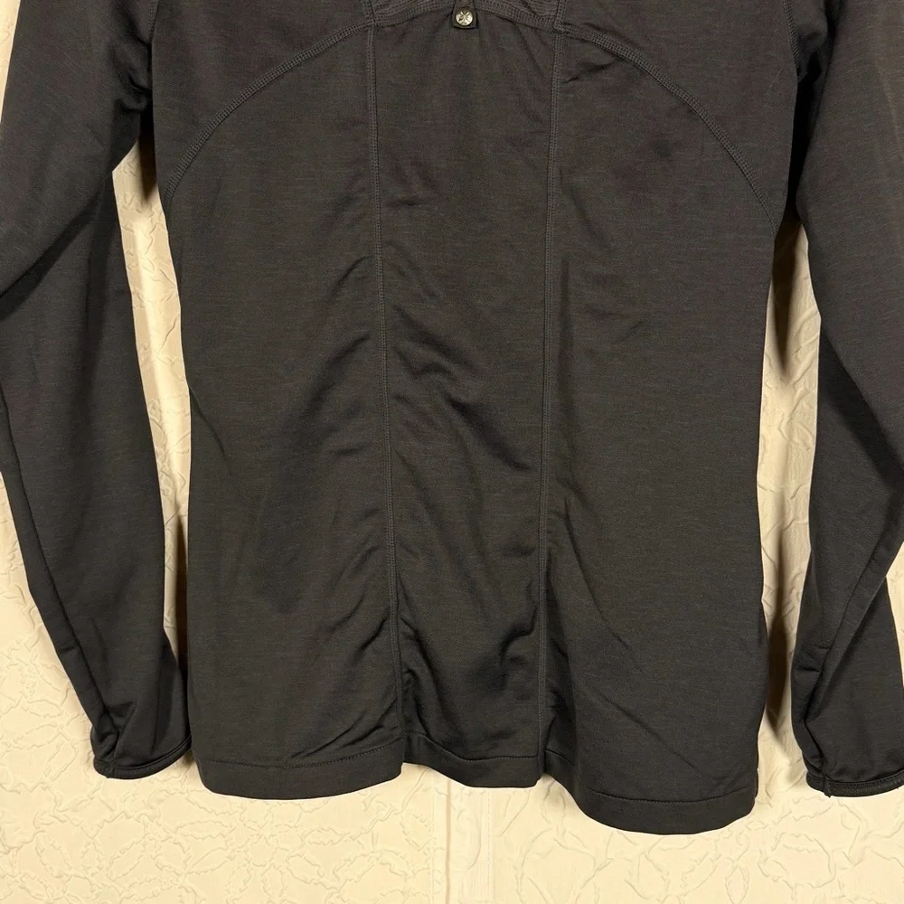 Athleta Ruched Pocket Dark Gray Athletic Workout Zip Front Jacket Sz S